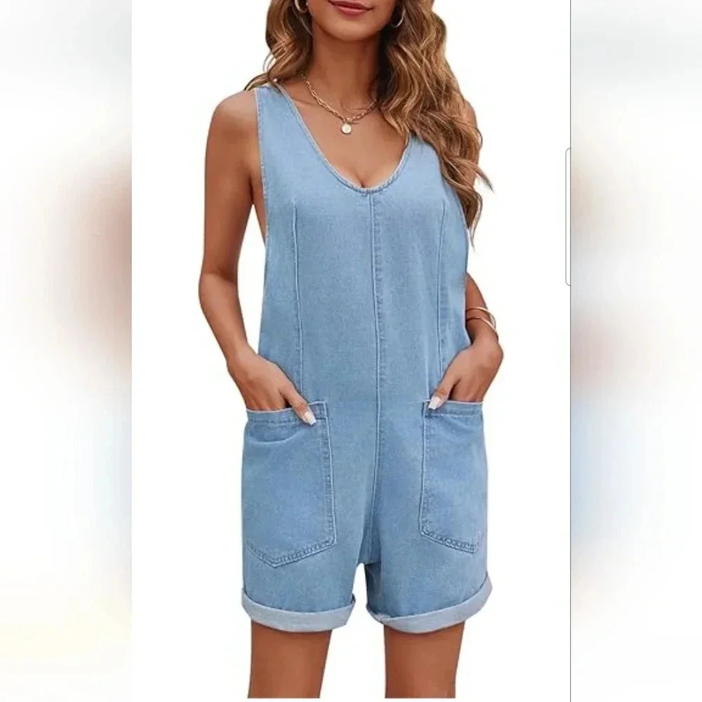 Women's Light Blue Denim Jumpsuit